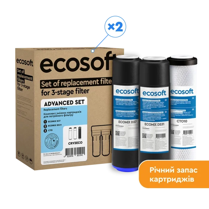 Покращений річний запас картриджів Ecosoft для потрійного фільтра (CRV6ECO)