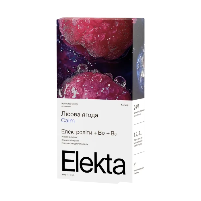Электролиты Elekta Calm Hydration со вкусом лесных ягод и комплексом витаминов B (7 стиков × 5 г)