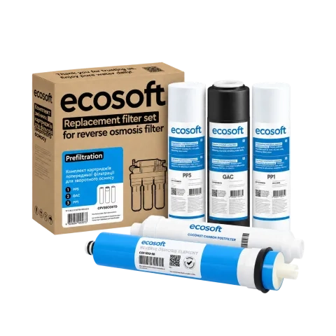 Комплект Standard из 5 картриджей Ecosoft для фильтра обратного осмоса без минерализатора
