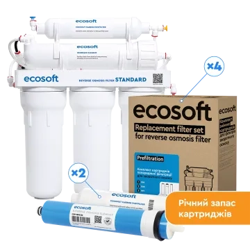 Річний запас картриджів Ecosoft для фільтра зворотного осмосу Standard (без мінералізатора)