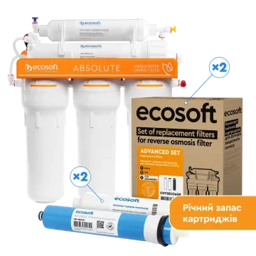 Річний запас картриджів для фільтра зворотного осмосу Ecosoft Absolute (без мінералізатора)