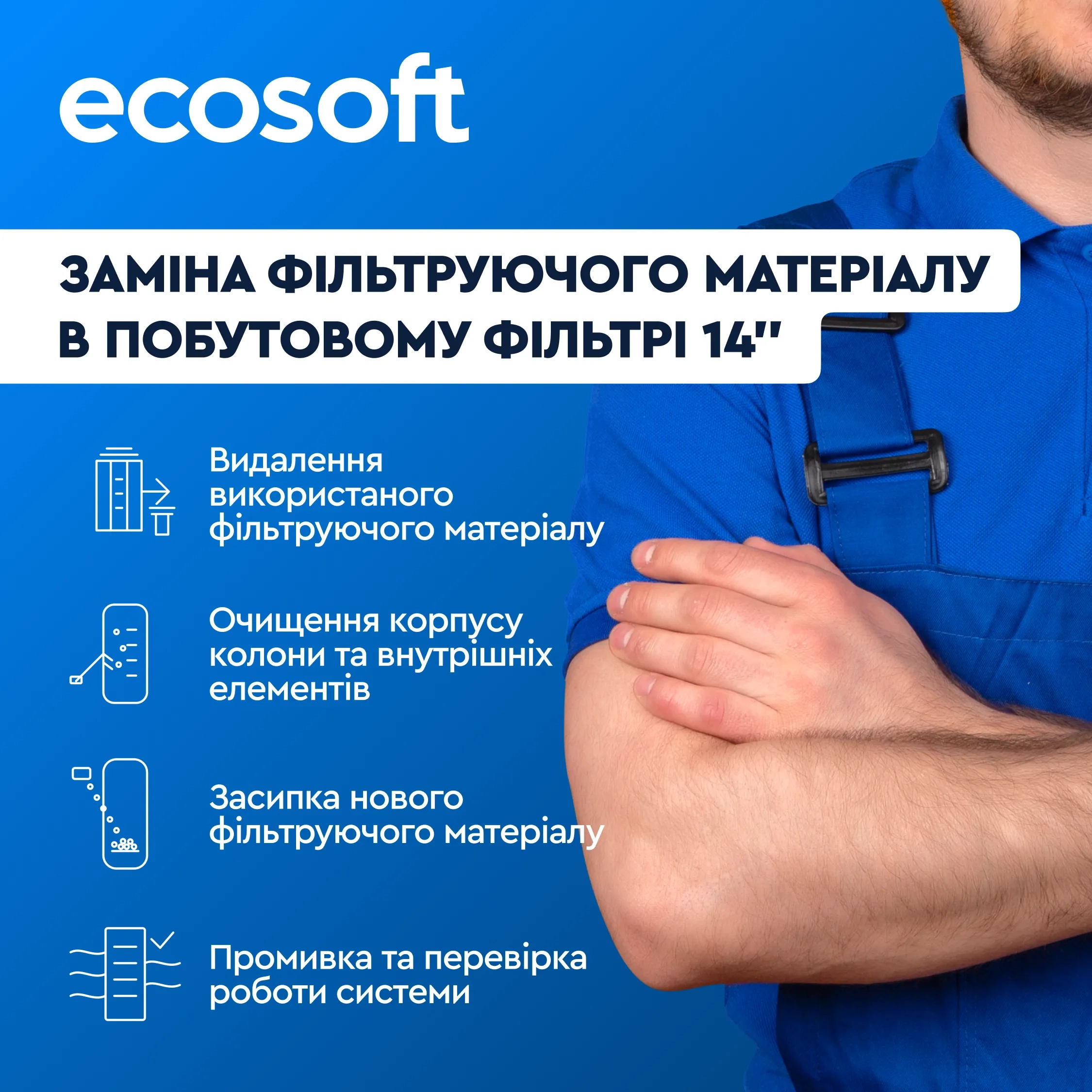 Заміна фільтруючого матеріалу в побутовому фільтрі 14"