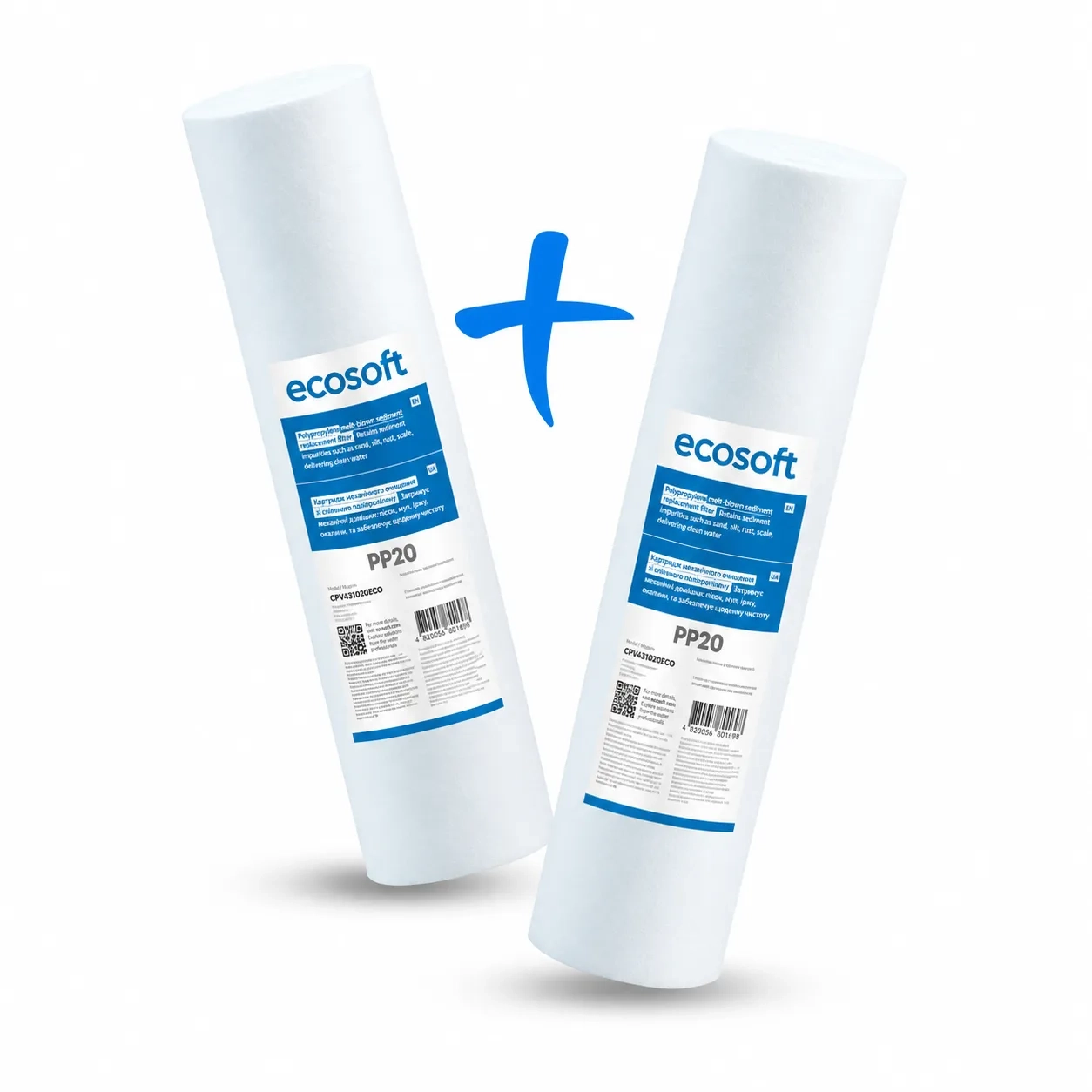 Картридж зі спіненого поліпропілену Ecosoft 4,5"x20" 20 мкм 2шт. (CPV2452020ECO)