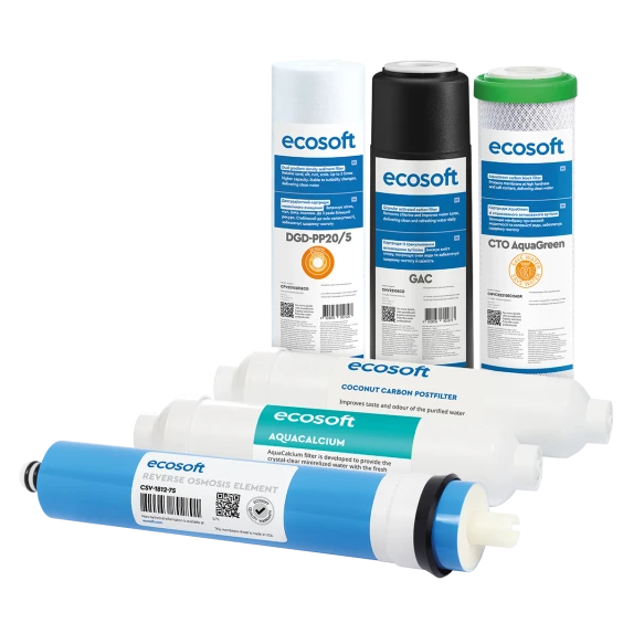 Годовой запас картриджей для фильтра обратного осмоса Ecosoft  PURE AquaCalcium Mint описание