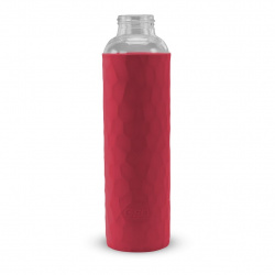 Стеклянная спортивная бутылка с чехлом, 0,6 л, розовая