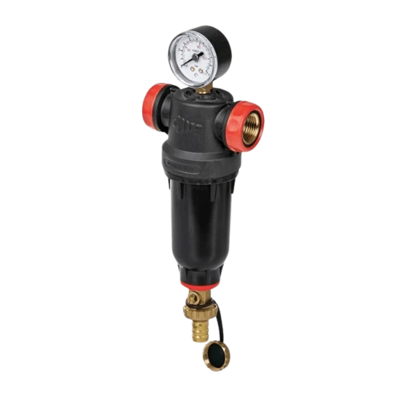 Самопромивний фільтр 2P PA-R з конекторами ½" та ¾"  з картриджем з сіткою з нержавіючої сталі AISI 304