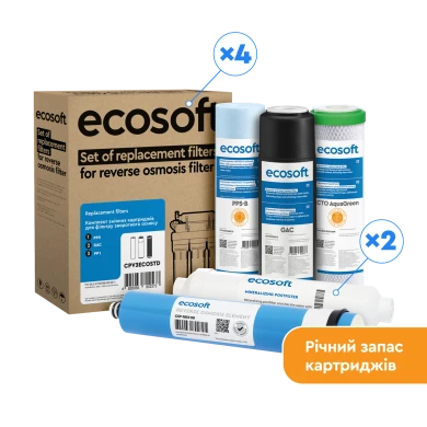 Годовой запас картриджей Ecosoft для фильтра обратного осмоса Ecosoft Standard PRO 
