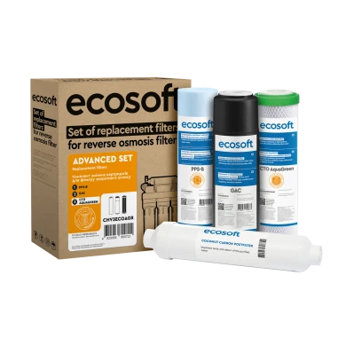 Комплект з 4 картриджів для фільтра зворотного осмосу Ecosoft Absolute без мінералізатора