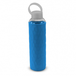 Стеклянная спортивная бутылка с чехлом, 0,6 л, синяя