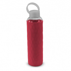 Скляна спортивна пляшка з чохлом, 0,6 л, рожева