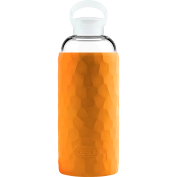 Стеклянная спортивная бутылка с чехлом, 1 л, оранжевая