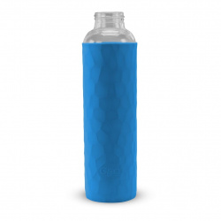 Стеклянная спортивная бутылка с чехлом, 0,6 л, синяя
