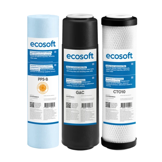 Покращений комплект картриджів Ecosoft 1-2-3 для фільтрів зворотного осмосу (CHV3ECO) продажа