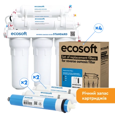 Річний запас картриджів Ecosoft для фільтра зворотного осмосу Standard з мінералізатором
