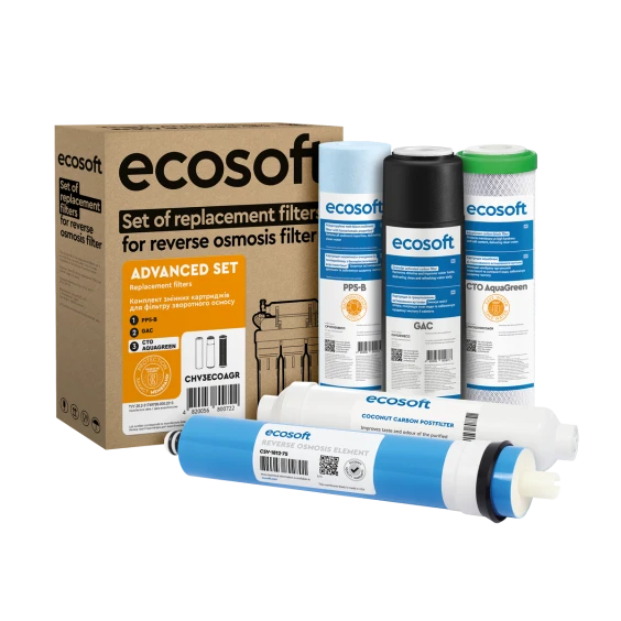 Комплект з 5 картриджів для фільтра зворотного осмосу Ecosoft Absolute без мінералізатора
